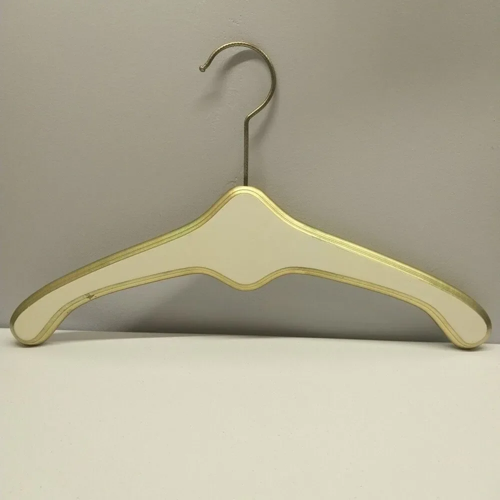 Vintage Wood Cameo Clothes Hanger Hollywood Regency Cream Gold Decorative Closet